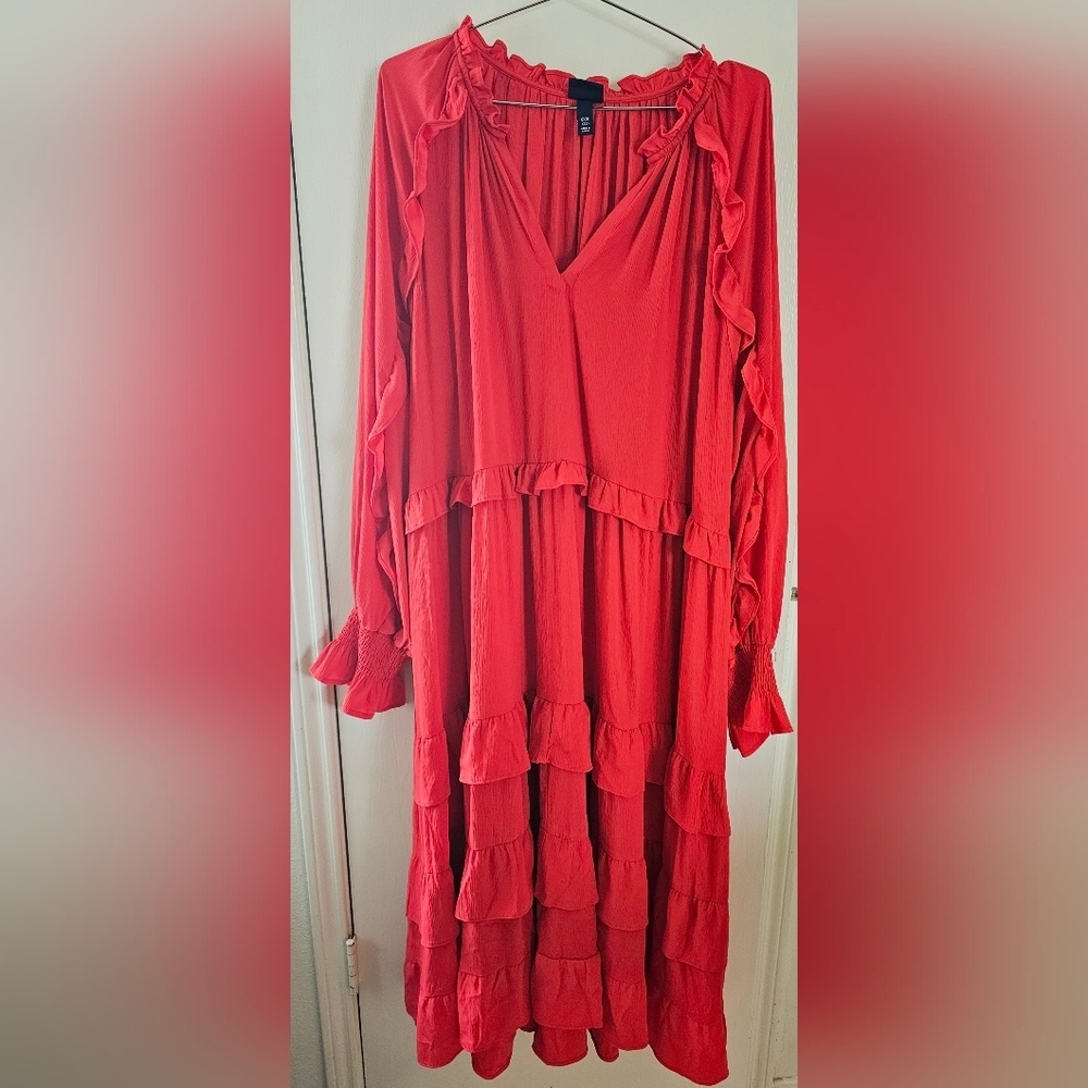 Scoop - Long Sleeve Tiered Midi/Maxi Dress - XXXL (22)